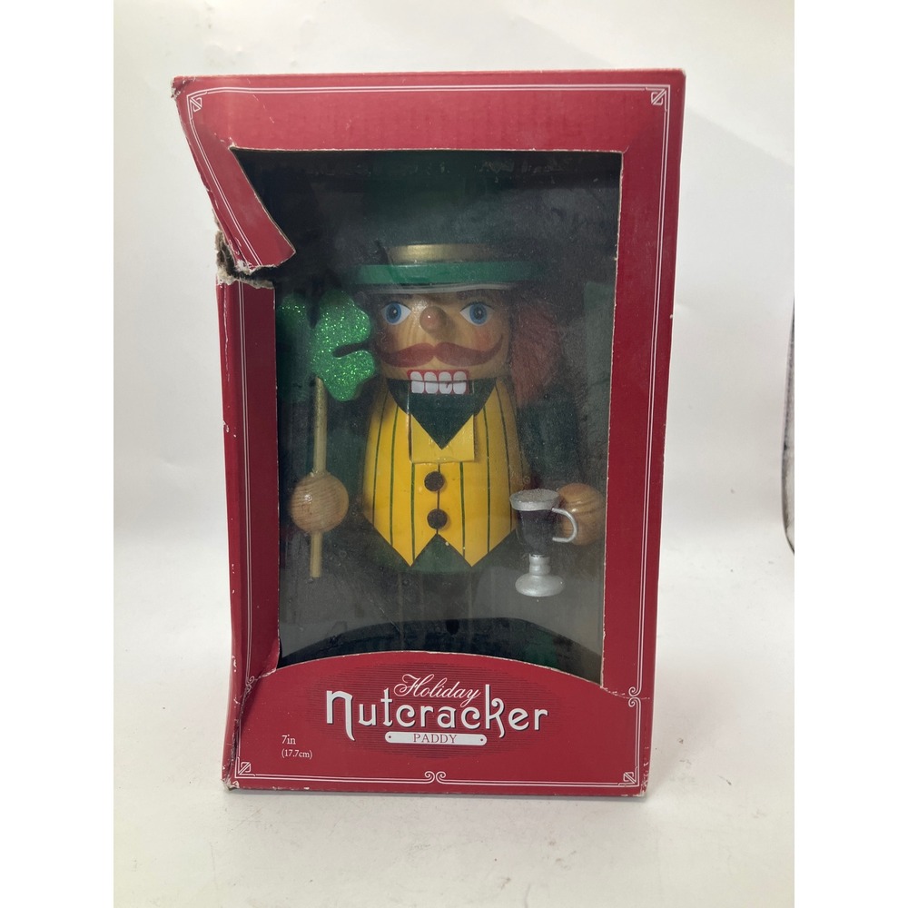 Holiday Nutcracker Paddy Irish St Patricks‎ Day Decor Shamrock Beer Boxed